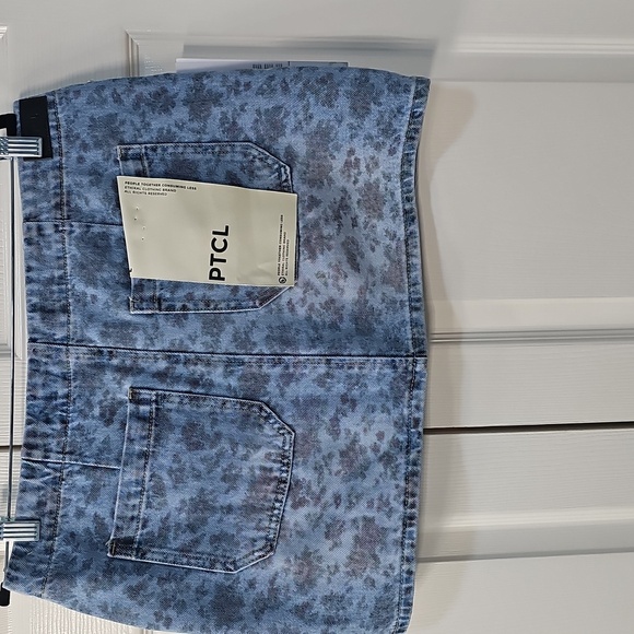 NWT PTCL Medium Wash Drawstring Front Flower Print Denim Miniskirt  Large - Picture 5 of 14
